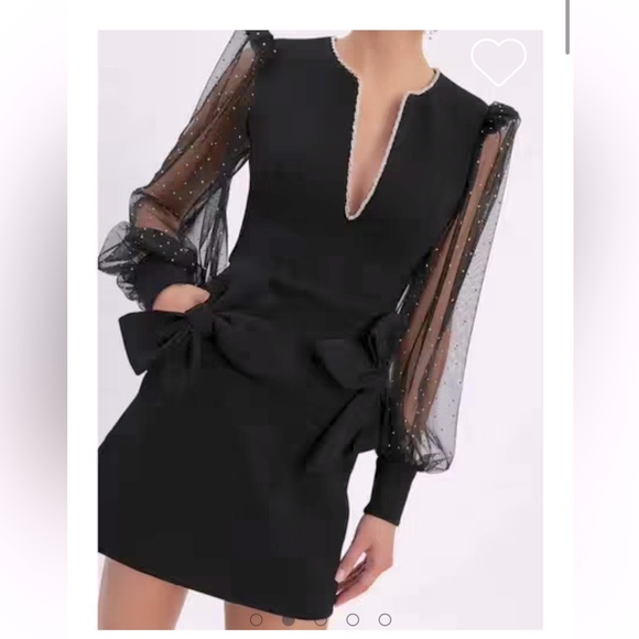 Rebecca Vallance Dresses & Skirts - Elegant Black Dress with Sheer Sleeves